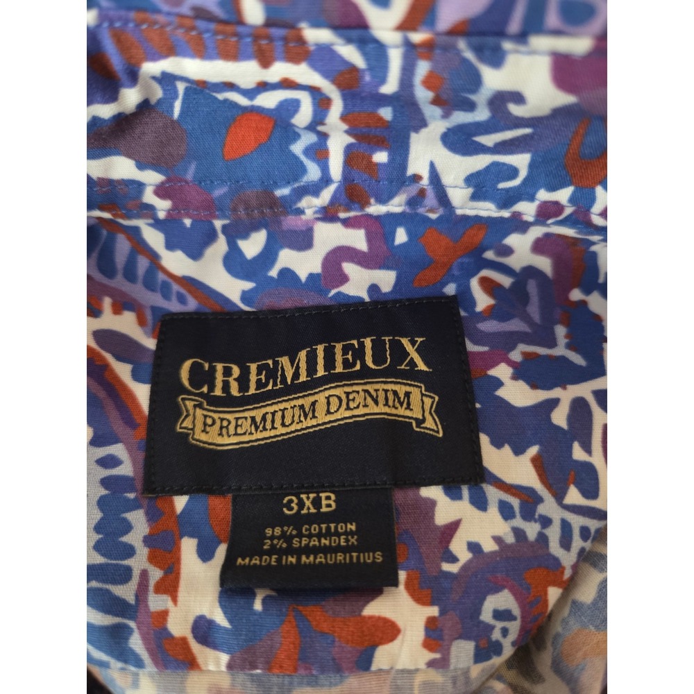 NWT Cremieux Premium Denim Mens 3XB Shirt Multi Color Paisley Artsy Stretch - Picture 7 of 9